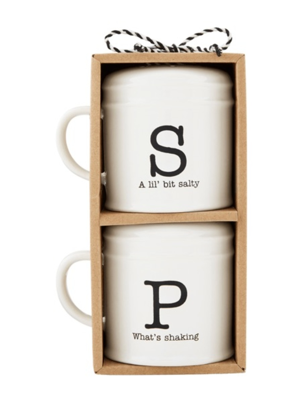MUD PIE NWT Circa salt & pepper ceramic shakers -white/black